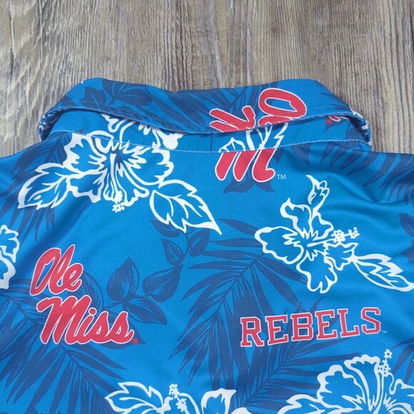 Reyn Spooner Ole Miss Rebels Performance Polo Shirt Men's 2XL Blue Hawaiian - Picture 12 of 12